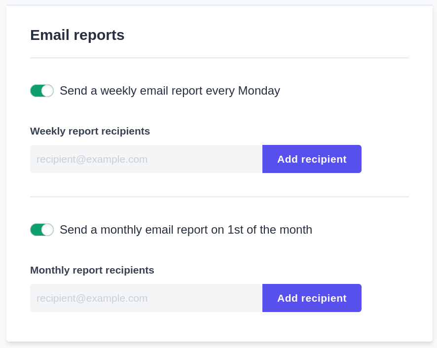 Plausible email reports Plausible email reports